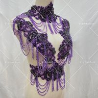 Hechun HC-64510 Nouveau 3 Couleurs Strass Applique Perlé Frange Gland Motif Style pour Robes De Mariée et Vêtements