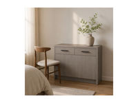 Meuble de toilette gris chêne à 2 tiroirs pour chambre, hôtel, appartement, miroir de maquillage assorti en option