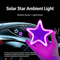 Lampe d'ambiance LED néon solaire en forme d'étoile avec capteur de vibration pour voiture, lumière décorative à ventouse pour fenêtre de voiture