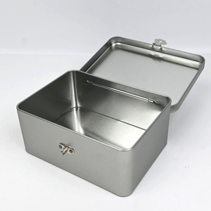 Boîte en métal rectangulaire à charnière, écologique et recyclable, avec loquet de verrouillage, argentée, pour rangement, avec revêtement UV, petite boîte à souvenirs - Product Image 5