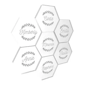 Hexagone en acrylique transparent, parfait pour les dîners, les invités, noms, signes alimentaires, événements et banquets