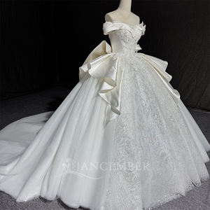 Vestido <span class=keywords><strong>de</strong></span> Novia Civil Mn303, Escote Corazón, Lentejuelas, Encaje, Espalda con Cordones, Bordado Personalizado, Detalle <span class=keywords><strong>de</strong></span> Lazo, Jancemebr - Product Image 3