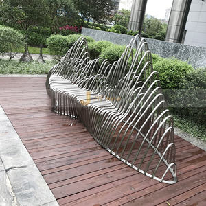 Banco de Jardín de Acero Inoxidable Pulido de Estilo Europeo Moderno V85, Escultura Artística Coleccionable para Villa - Product Image 4