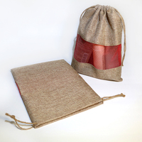 Sacs en jute/lin réutilisables avec impression de logo sur mesure, fenêtre transparente pour chaussures, cosmétiques, rangement, emballage cadeau