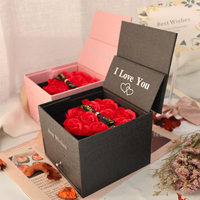 Boîte à bijoux en papier recyclé gaufré avec tiroir double pour la Saint-Valentin de luxe et les coffrets de marque