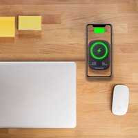 Chargeur sans fil 2-en-1 super mini magnétique circulaire 5000 mAh, batterie externe à charge rapide (5W-20W), entrée/sortie Type-C, Li-Polymère