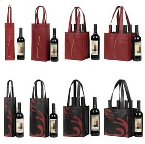 Wholesale Reusable Bottle Carrier Bag 6 Bottle Eco Wine Holder Bag Nonwoven Wine Bag With Custom Logo <b>Printed</b> - Product Image 4