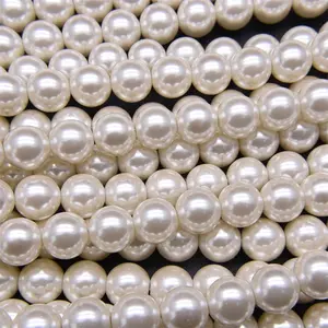 厂家直销3-20毫米aa级优质珍珠带孔螺纹圆形玻璃珍珠珠
