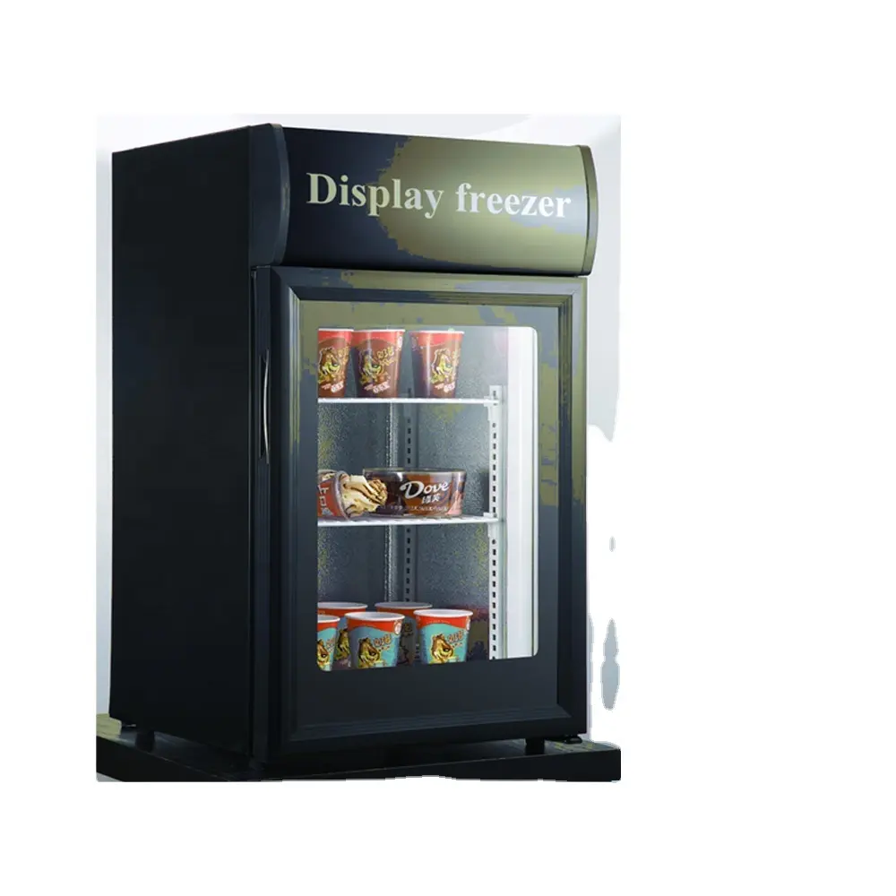 Mini freezer de porta de vidro, freezer para porta de vidro com parte superior/balcão exibição de sorvete