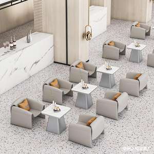 Sillón de Cuero Contemporáneo con Mesa de Centro para Cafetería, Restaurante, Área de Salón, Diseño Moderno, Relleno de Espuma de Alta Elasticidad - Product Image 3