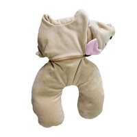 2-en-1 Adorable oreiller en forme de U microperle convertit l'oreiller en peluche cochon microperle