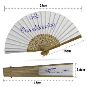En kaliteli özel baskı logosu 23 cm Mini bambu kaburga ipek katlanır el Fan düğün kişiselleştirilmiş Logo konuk hediyelik eşya hediyeler