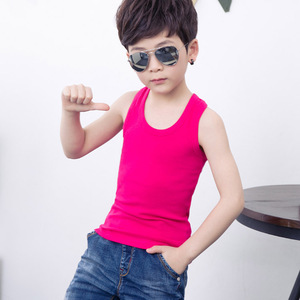 <span class=keywords><strong>Canottiera</strong></span> Casual per Bambini e Bambine Primavera Estate in Puro Cotone Tinta Unita Collo Tondo Aderente Elasticizzata Traspirante - Product Image 3