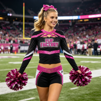 Jupe d'uniforme de cheerleading pour jeunes filles, style streetwear audacieux noir et rose, avec strass et imprimé numérique scintillant, pour adolescentes