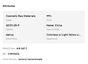 Isononyl isononanoate de qualité cosmétique, huile de base lissante pour la formulation de produits de maquillage, CAS 42131-25-9 - Product Image 6