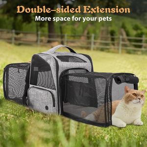 Sac à dos pour chat Sac à dos extensible à 2 côtés pour animaux de compagnie pour chats et chiens, convient jusqu'à <span class=keywords><strong>20</strong></span> lb, transporteur respirant pour chat avec laisse de sécurité intérieure - Product Image 5