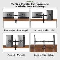 Support de moniteur à double écran avec base de bureau, compatible avec les moniteurs de 14 à 32 pouces, capacité de charge de 8 kg par écran, configuration de bureau ergonomique