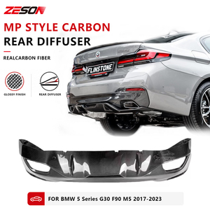 Difusor Trasero de una Pieza Estilo MP de Fibra de Carbono Real con Salida Doble para <span class=keywords><strong>BMW</strong></span> Serie 5 G30 G38 F90 M5 530i 540i Parachoques Brillante 2017+ - Product Image 1