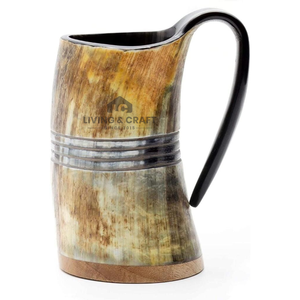 Fournisseur indien de mugs vikings traditionnels en corne naturelle avec gravure artisanale pour vaisselle rustique au meilleur prix du marché - Product Image 1