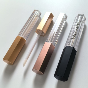 Stock Hexagon Shape Matte Rose Gold Black Cap Square Empty Lipgloss <b>Tube</b> Wholesale <b>Plastic</b> Lip Gloss Container No Logo - Product Image 5