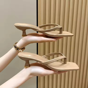 Nouvelles sandales d'été à talon fin pour femme, style européen et américain, à bout carré, à clipser, décontractées, pour la plage et l'extérieur - Product Image 5