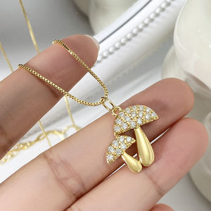 FOXI 925 Plata especial forma de hongo colgante collar joyería mujer S925 plata blanco Cubic Zirconia encanto collar - Product Image 1