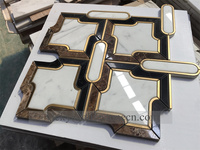 Carrelage de sol en marbre jet d'eau naturel blanc et noir Carrelage de mosaïque jet d'eau pour sol intérieur Projets de maison et d'hôtel