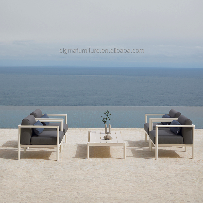 New Arrival Nordic Powder Coated Aluminium Outdoor Living Armchair Patio Furniture Single Lounge Chair