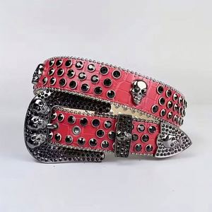 Bling Western Cowboy <b>Belt</b> with Skull Buckle Alloy Rhinestone Accent Cow Hide Waterproof Eco-Friendly for Men Women Rockstar - Product Image 2