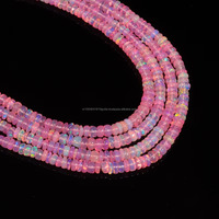 Collier de perles d'opale rose naturelle d'Éthiopie, qualité AAA, forme Rondelle unie, 3-5mm, 16 pouces, pour la fabrication de bijoux, bracelets et colliers
