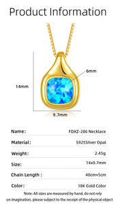 Delicado collar con ópalo sintético y engaste chapado en oro, plata de ley S925, regalo de joyería para ella, ideal para damas de honor. - Product Image 2