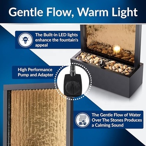 Fontaine murale en cascade Zen avec cadre en acier inoxydable et verre trempé pour <span class=keywords><strong>la</strong></span> <span class=keywords><strong>d</strong></span>écoration de <span class=keywords><strong>la</strong></span> maison, forme rectangulaire - Product Image 5