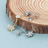 AFTM F136 Titanium Punk Nombril Anneau Lunette Ensemble CZ Top Avec CZ Abeille Nombril Anneau Corps Piercing Bijoux