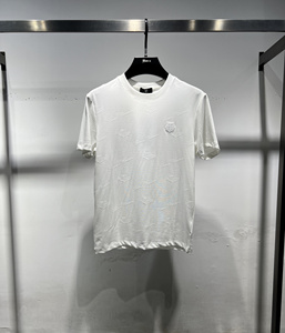 2025 été Style européen à la mode coupe ajustée Jacquard demi-manches T-Shirt pour jeunes hommes 240 grammes à manches courtes nouvelle lettre - Product Image 4
