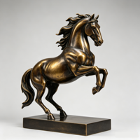 Statue décorative antique grandeur nature en métal argenté, cuivre, bronze, laiton, représentant un chevalier à cheval