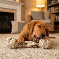 Nouveauté : Jouet à mâcher pour chien en polyester résistant, balle à nœuds en corde pour jeu interactif de la force de la traction