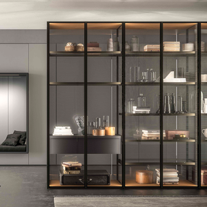 Armario Convertible de Estilo Italiano Moderno y Minimalista MATA MT-HFMW01, con Marco de Aluminio Lacado en Marrón, Vidrio Templado, Venta al Por Mayor - Product Image 1