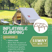 Tente de camping gonflable double porte avec fenêtre de toit, en tissu Oxford, fenêtre en TPU, trou pour cheminée, tente à colonnes d'air pour l'extérieur