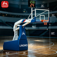 Support de basketball manuel professionnel robuste, système mobile, panneau arrière en verre trempé pour l'entraînement LINGWO SPORTS
