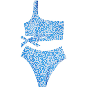 Traje de baño sexy recortado multicolor Detalles de aro plateado Trajes de baño Triángulo Corte completo Bikini - Product Image 1