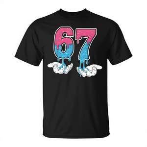 T-shirt 67 Ice Cream Drip nera con grafica meme da uomo - Product Image 2