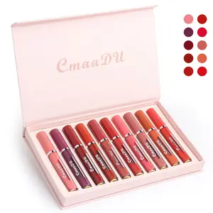 Diskon besar 10 lip gloss matte kotak anti-lengket cangkir tahan air matte lipstik