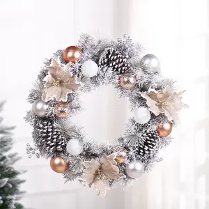 圣诞装饰品雪花白花花环磨砂银色温暖白色圣诞花环装饰门挂饰店景