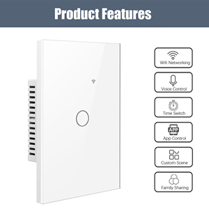 US Standard <strong>Single</strong> Pole Smart <strong>Switch</strong> 1/2/3/4 Gang Glass Zigbee/Wi-Fi for Remote Voice Control 1200W <strong>Light</strong> <strong>Switch</strong> Wall <strong>Switch</strong> - Product Image 4