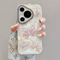 Étui de téléphone papillon dégradé de Style populaire pour iPhone 16Pro Max 15 Plus 14 13 12 11 fil de plume brillant femmes fille couverture mobile