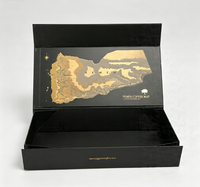 Boîte cadeau pliante noire de luxe avec impression dorée personnalisée, boîte d'emballage rigide en papier pour café et parfum