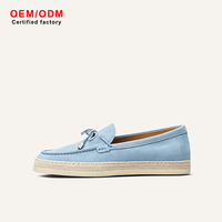Sepatu Loafer Moccasin Wanita Chic dari Kasmir dan Wol, Espadrille Jute Platform dengan Detail Pita Perak, Biru Langit, Desainer untuk Liburan Musim Panas di Resort