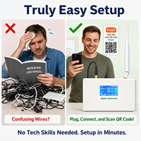 Amplificateur de signal cellulaire EasyBoost AWS1700MHz Bande 4 2G 3G 4G 5G, contrôle via l'application Tuya, installation facile, domicile et bureau, 500m, garantie 3 ans