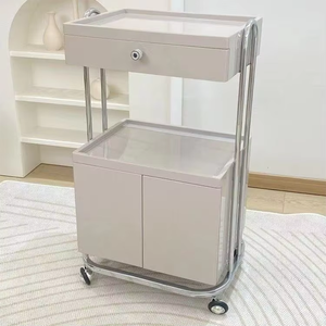 Chariot de travail de luxe pour salon de coiffure en acier inoxydable doré avec armoire de rangement - Product Image 5