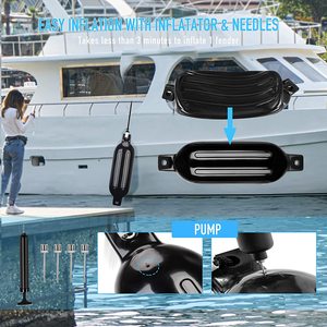 Amortisseurs de <span class=keywords><strong>bateau</strong></span> gonflables à Double yeux, noir, 2 pièces, ailes marins, avec cordes et dispositif de gonflage <span class=keywords><strong>pour</strong></span> ponton - Product Image 3